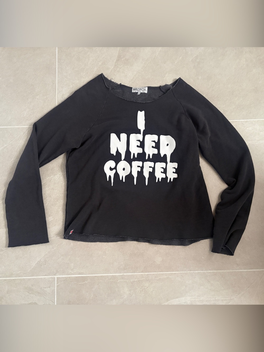 Wildfox Black 'I Need Coffee' Crewneck Sweatshirt